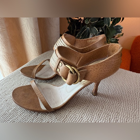 Authentic DIOR Camel Brown Leather High Heels Sandals ,size 37.5 - Picture 4 of 13